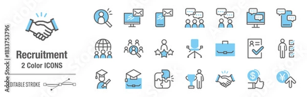 Obraz カジュアルな２色・アイコンセット｜求人、ビジネス、リクルート [線の編集可能]