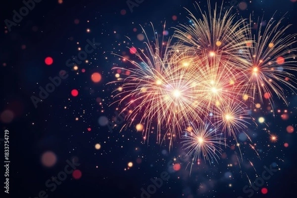 Obraz Fireworks display with bokeh effect