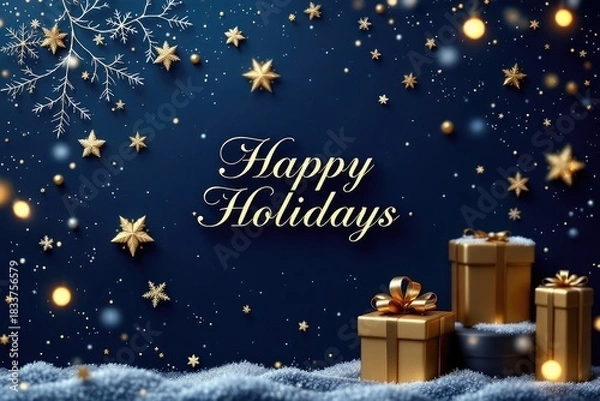 Obraz Festive holiday greeting with golden gifts