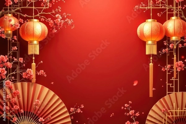 Obraz Festive lanterns and floral decoration