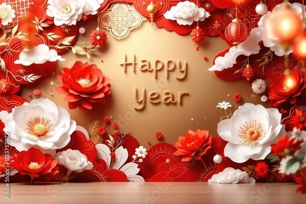 Obraz Festive lunar new year mockup