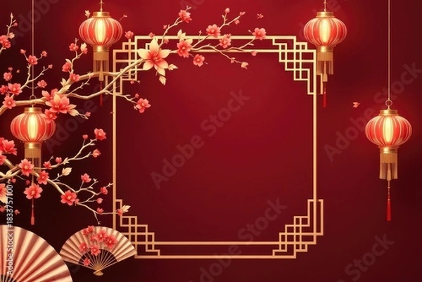 Obraz Festive lunar new year mockup