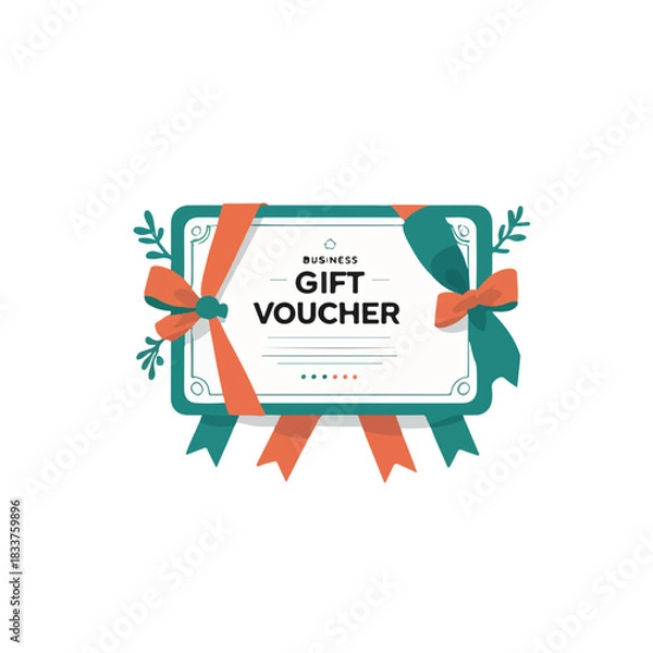 Fototapeta a business-themed gift voucher card with simple ribbon