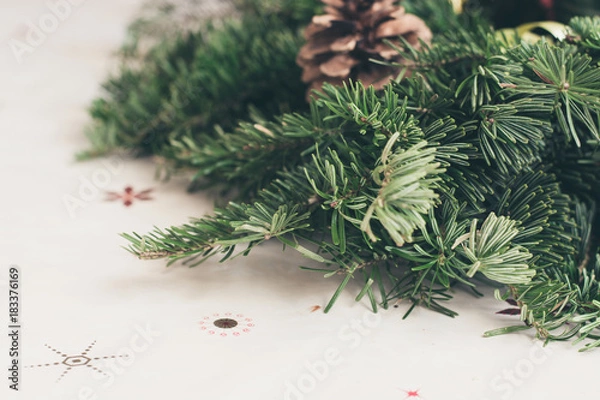 Obraz WInter decoration with green pine