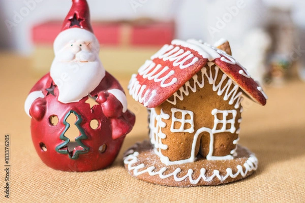 Obraz Gingerbread and santa decoration