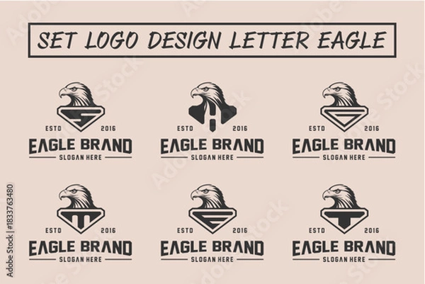 Fototapeta Set Letter Eagle Logo Design Vector Template