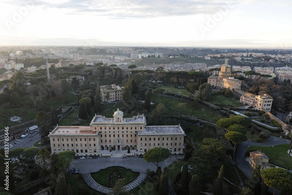 Fototapeta The Vatican and city of Rome as seen from the dome of the Basilica.