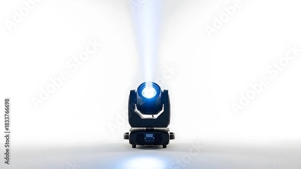 Fototapeta Blue and black aroma diffuser with rising mist on white background