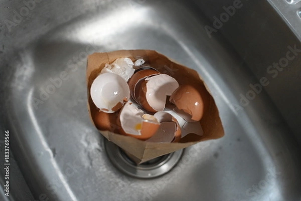Obraz Eggshells in a paper bag