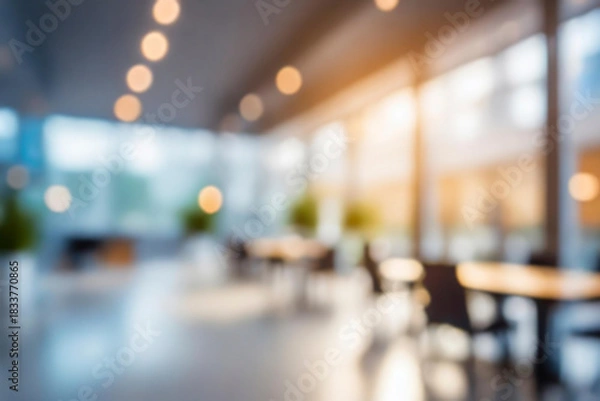 Obraz Blurred empty open space Restaurant and coffee shop cafe interior for background.