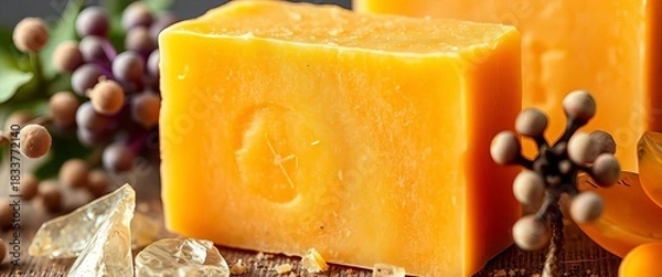 Obraz Fragrant soap slice, close-up view showing texture and detail, slice, wellness