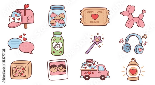 Obraz Spread the love with these adorable Valentine's Day themed sticker designs for your project