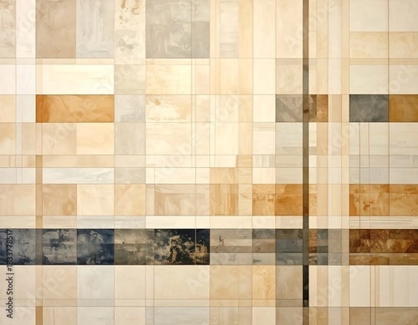 Obraz Abstract Geometric Composition with Earth Tones and Subtle Textural Variations