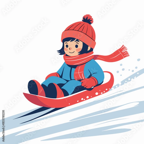 Obraz Winter Sledding Child Character