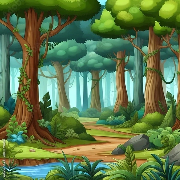 Obraz green garden with a tree