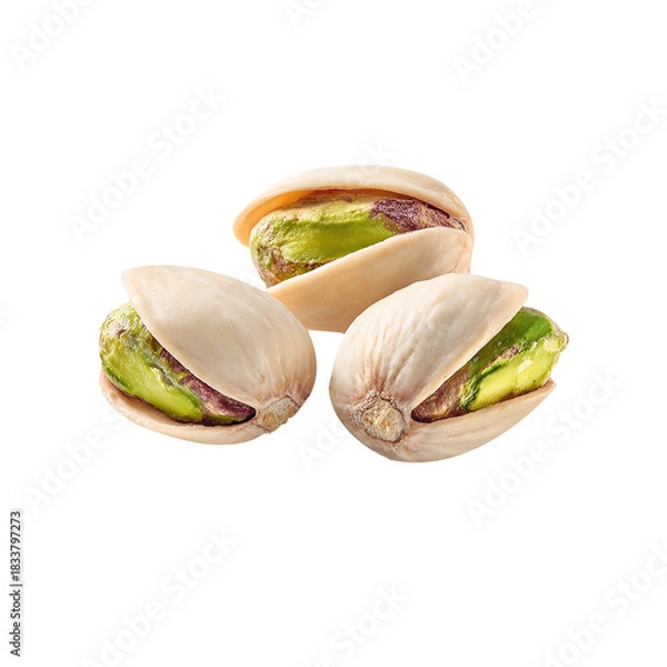 Fototapeta File of pistachios, isolated on white background.