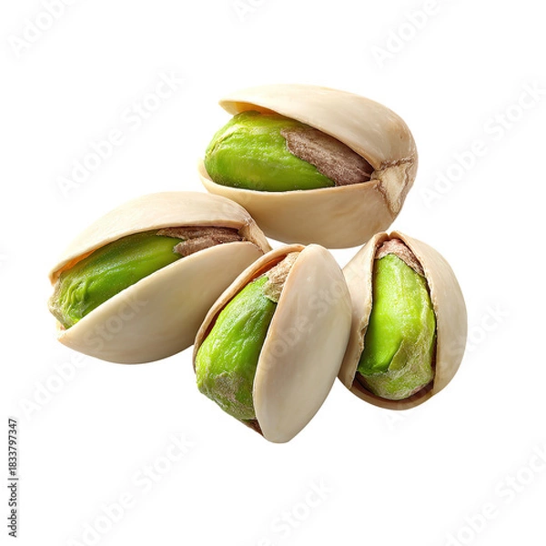 Fototapeta File of pistachios, isolated on white background.