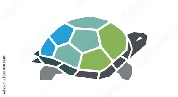 Fototapeta Geometric turtle icon on white background.
