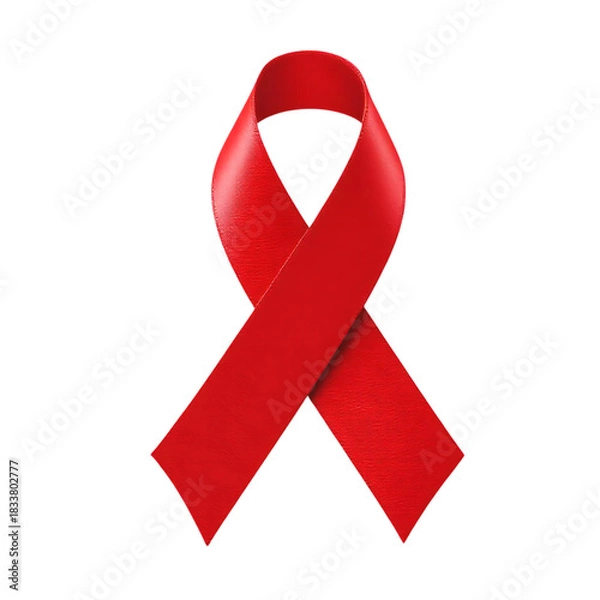 Obraz Vibrant Red Awareness Ribbon Symbolizing Global Health Support Against a Clean Transparent Background for AIDS HIV Campaigns