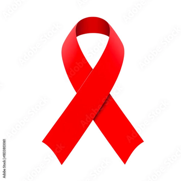 Obraz Vivid Red Awareness Ribbon Symbolizing Global AIDS HIV Health Support and Solidarity on Isolated Transparent Background with 3D Rendering