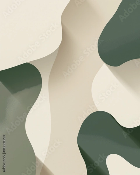 Obraz minimalistic abstract composition featuring smooth, flowing shapes and a neutral color palette. It is visually elegant and modern, making it suitable for a variety of design applications.