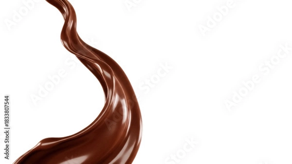 Fototapeta Delicious chocolate swirl isolated PNG on transparent background, rich brown liquid dessert element for food and beverage design projects