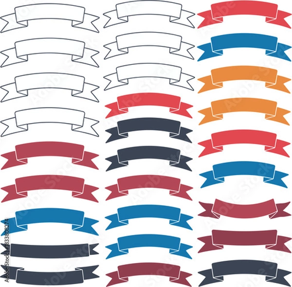 Fototapeta Collection of flat design ribbons in various colors