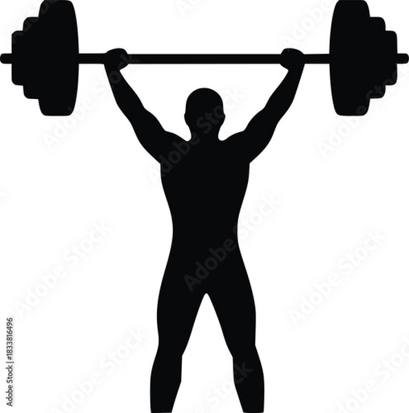 Obraz Weightlifter silhouette icon showing strength and fitness power