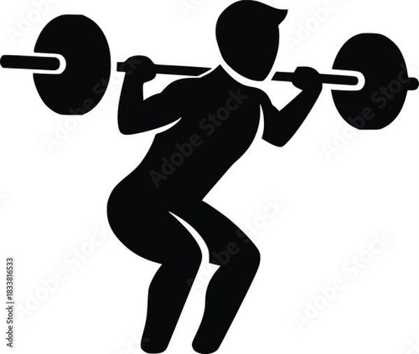 Obraz Fitness icon of man performing barbell squat strength exercise
