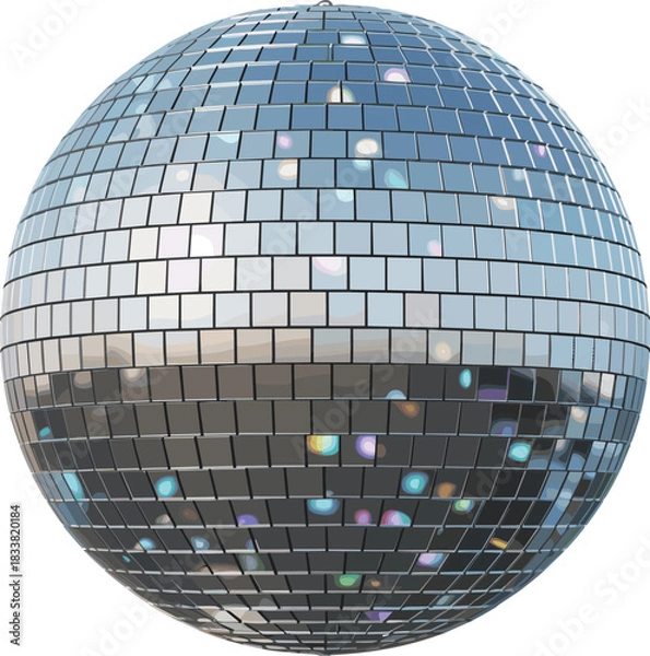 Fototapeta Silver Disco Ball Reflecting Colorful Lights mirror ball