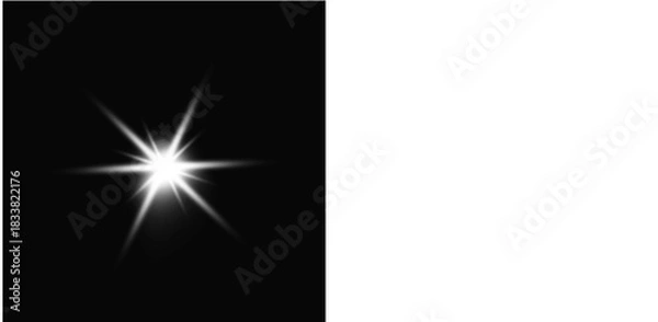 Obraz Shine glowing stars. Vector White Sparks isolated ،White Lens Flare Effect: Starburst Light Overlay PNG & Vector,White beautiful light explosion effect with transparent glow radiant burst isolated
