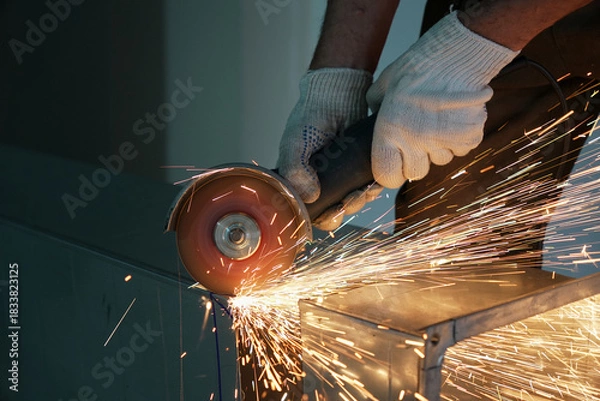 Obraz worker cutting metal