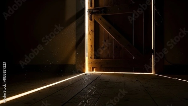 Fototapeta A Slightly Ajar Door Inviting Curiosity and Mystery