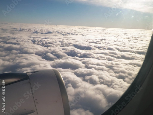 Fototapeta Airplane engine seen from the window.