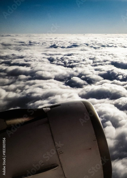 Fototapeta Airplane engine seen from the window.