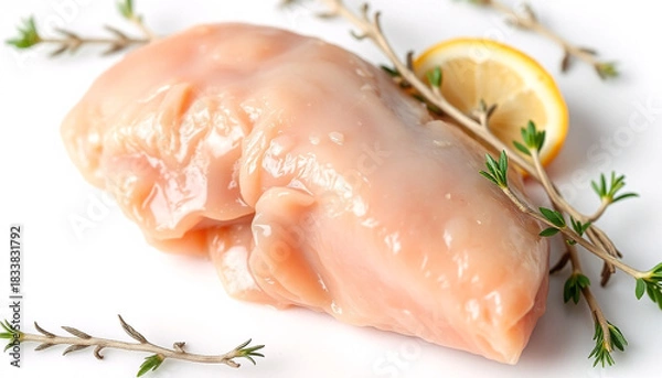 Obraz Raw Chicken Breast Isolated on White Background