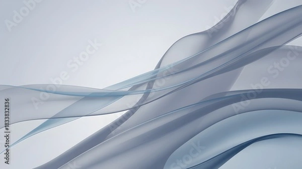Fototapeta Flowing translucent blue and grey abstract waves background