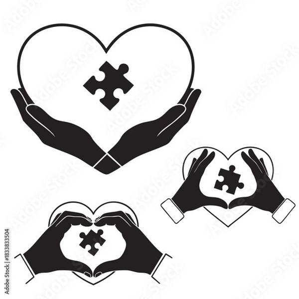 Obraz Hands Holding Heart with Puzzle Piece for Love Support and Mental Health Awareness Concept