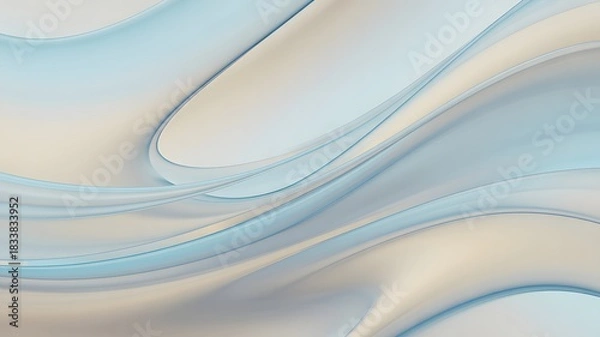 Fototapeta Abstract flowing waves of light blue and beige background