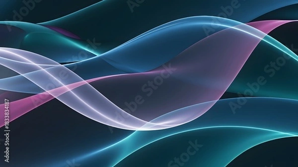 Fototapeta Abstract flowing waves of blue and pink light background