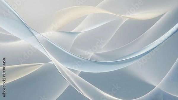 Fototapeta Abstract flowing translucent waves of light blue and cream