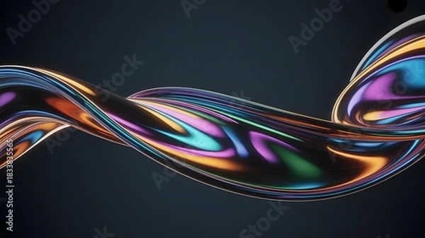 Fototapeta Iridescent Fluid Ribbon Abstract Background metallic