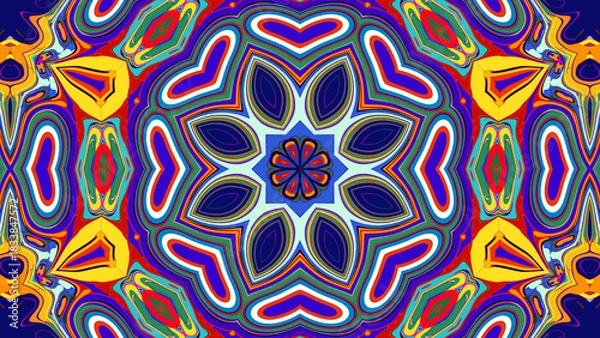 Obraz Psychedelic Spiral Kaleidoscope, Vibrant Symmetrical Pattern