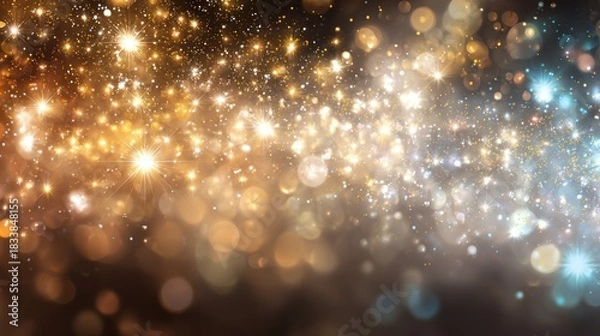 Fototapeta Sparkling bokeh lights create a magical and festive background with glowing energy.