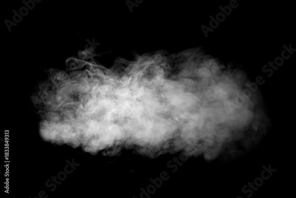 Fototapeta Abstract white smoke or vapor. Abstract fog cloud. Smoke overlay effect. Isolated on black background.