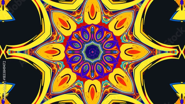 Obraz Psychedelic Spiral Kaleidoscope, Vibrant Symmetrical Pattern