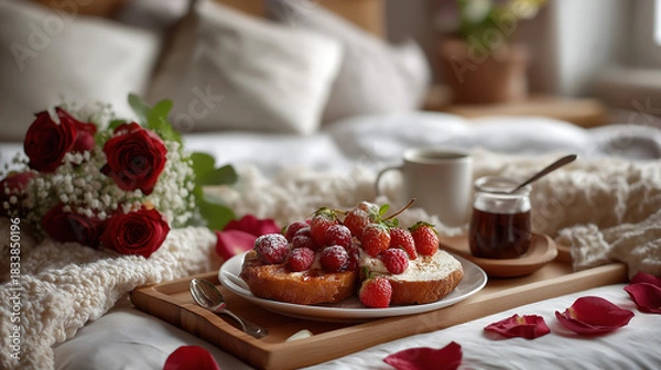 Obraz Warm Thanksgiving Table Setting, Roast Turkey with Red Wine Candles and Autumn Leaves, Family Dinner Holiday Atmosphere