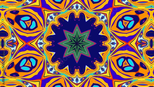 Obraz Psychedelic Spiral Kaleidoscope, Vibrant Symmetrical Pattern