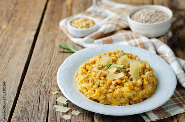 Obraz Roasted pumpkin and Pearl Barley Risotto