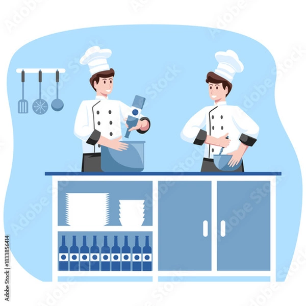 Obraz Chefs Cooking, Tasting, and Preparing Ingredients